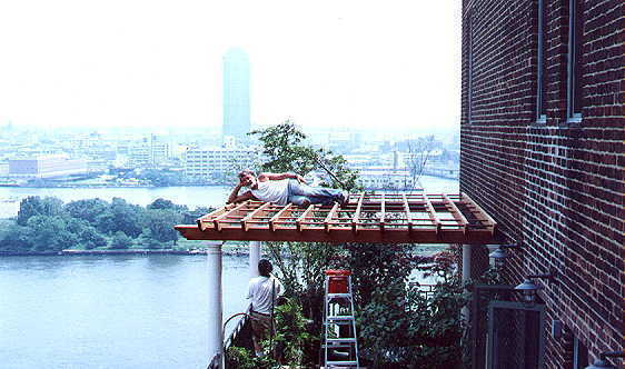 MAHOGANY PERGOLA WITH COLUMNS...BEEKMAN PLACE, MANHATTAN